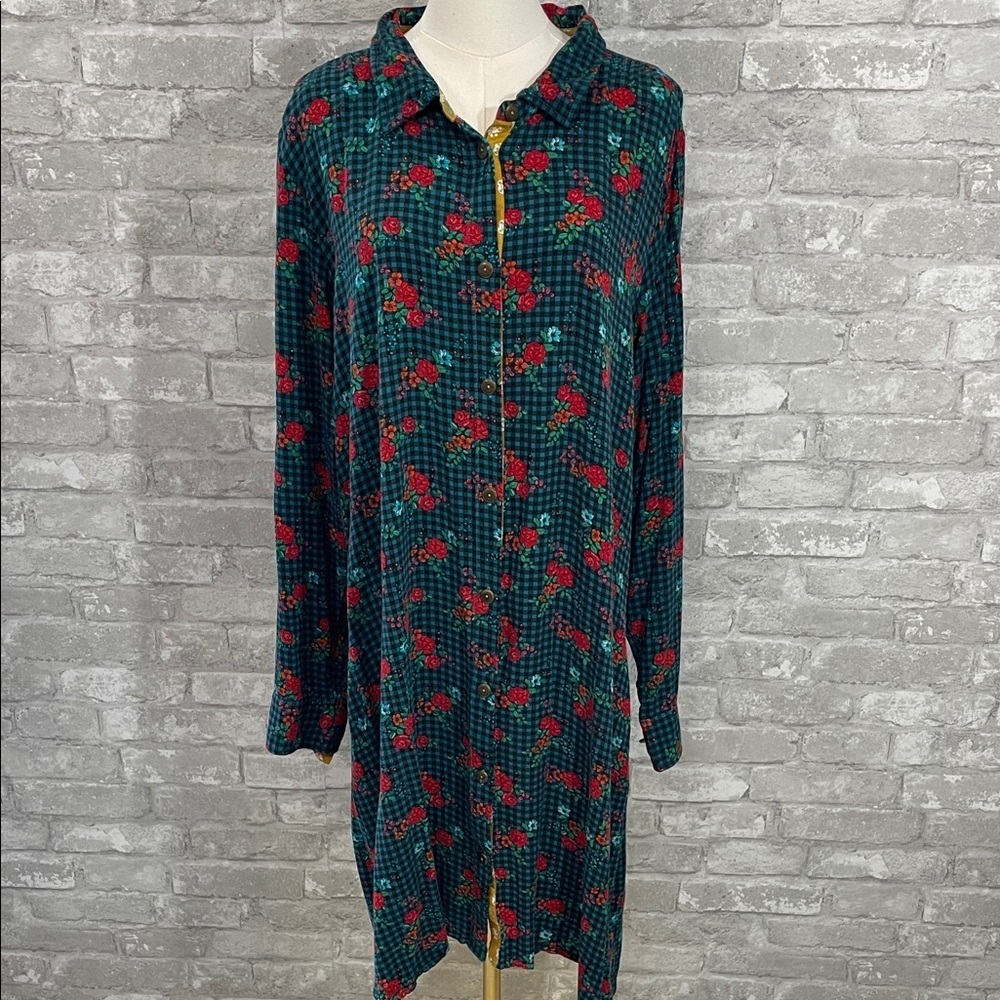 Matilda Jane Long Sleeve Fa La La Shirt Dress in Green and Red Floral